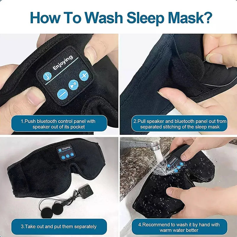 3D Bluetooth Sleeping Headphones Eye Mask Music Play Headband Headset Soft Elastic Comfortable Music Earphones Eye Mask Travel
