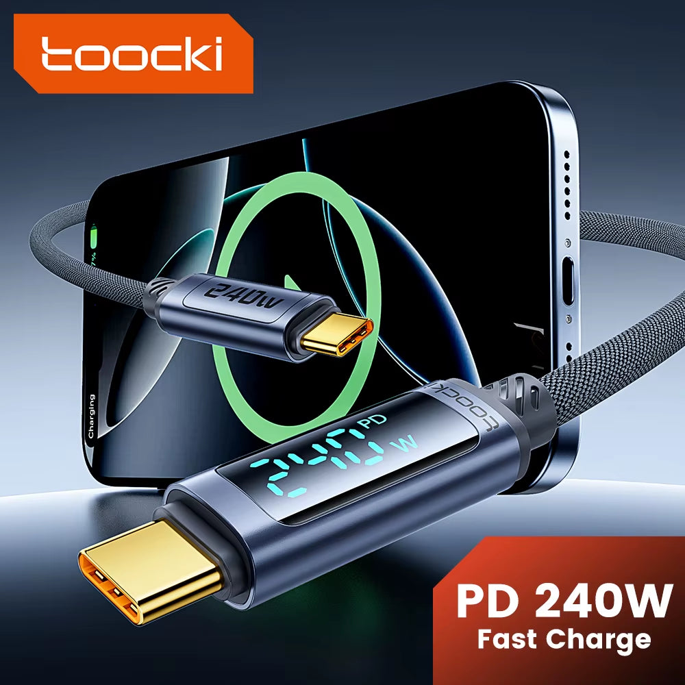 240W USB C to C Cable PD 3.1 Fast Charge Type C to Type C Display Cable for Iphone 15 16 Xiaomi 12 13 Samsung S23 Macbook