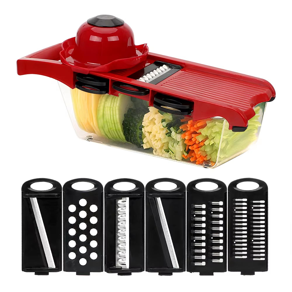 HILIFE Kitchen Gadget Multi-Function 6 Blades Slicer Vegetable Mandoline Slicer Cooking Tool Sets Fruit Cutter Grater