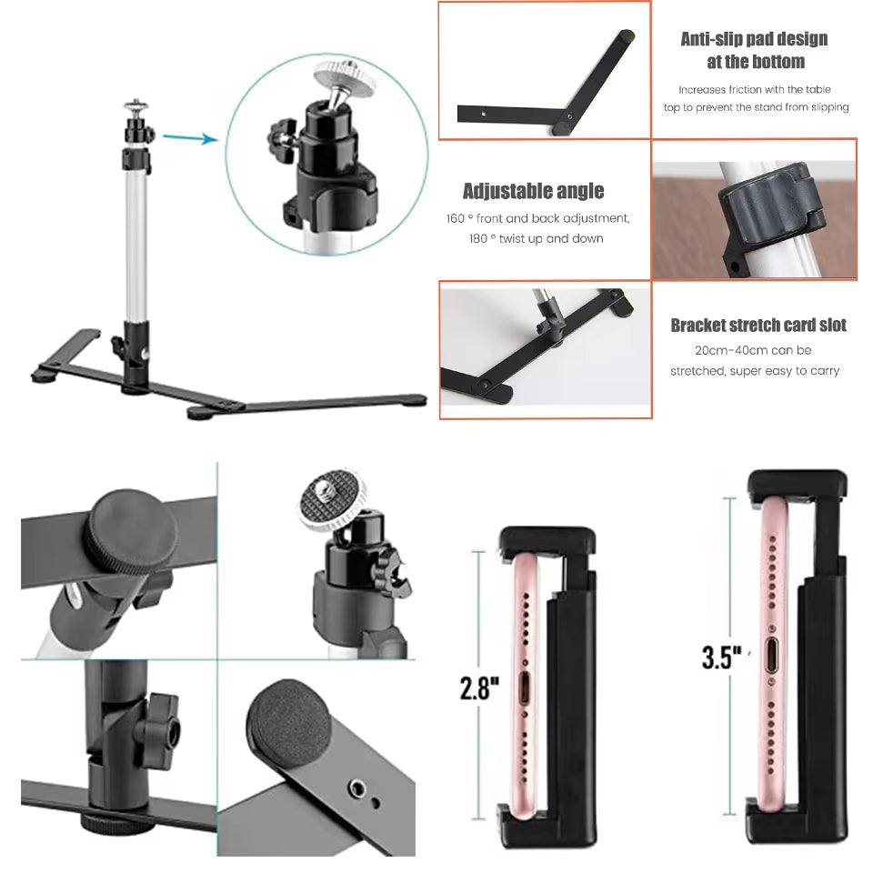 26CM Photography Lighting Vlog Youtube Fill Ring Light Lamp Live COOK Phone Ringlight Tripod Stand Photo Led Selfie Remote