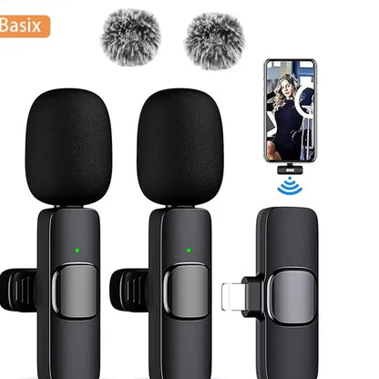 Mini Wireless Lavalier Microphone Windproof Wool Replaceable Lavalier Microphone for Iphone Youtube Vlog Audio Recording