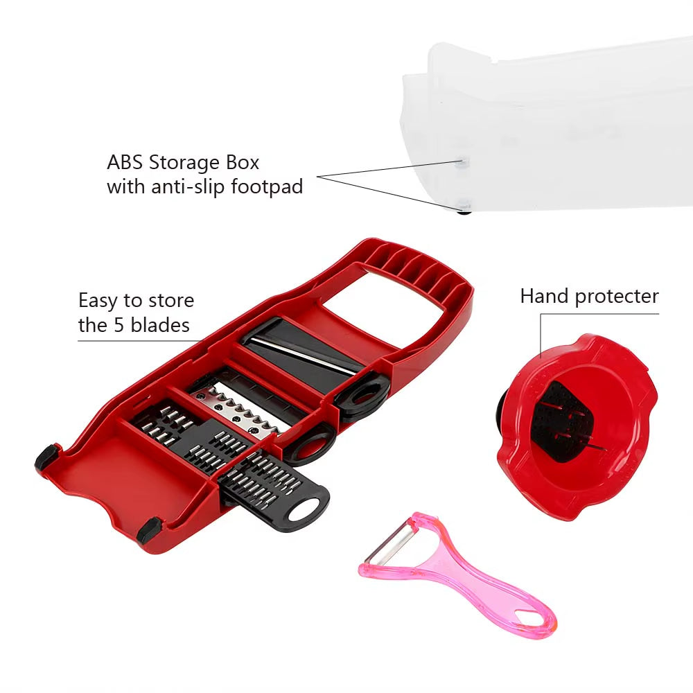 HILIFE Kitchen Gadget Multi-Function 6 Blades Slicer Vegetable Mandoline Slicer Cooking Tool Sets Fruit Cutter Grater