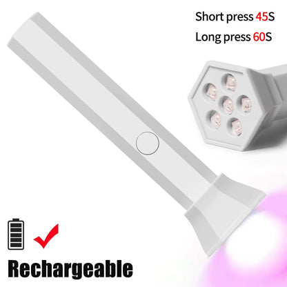 YIKOOLIN Handheld UV Light for Gel Nails Mini UV Light for Gel Nails Cordless Rechargeable Mini Nail Lamp for Fast Curing Gel