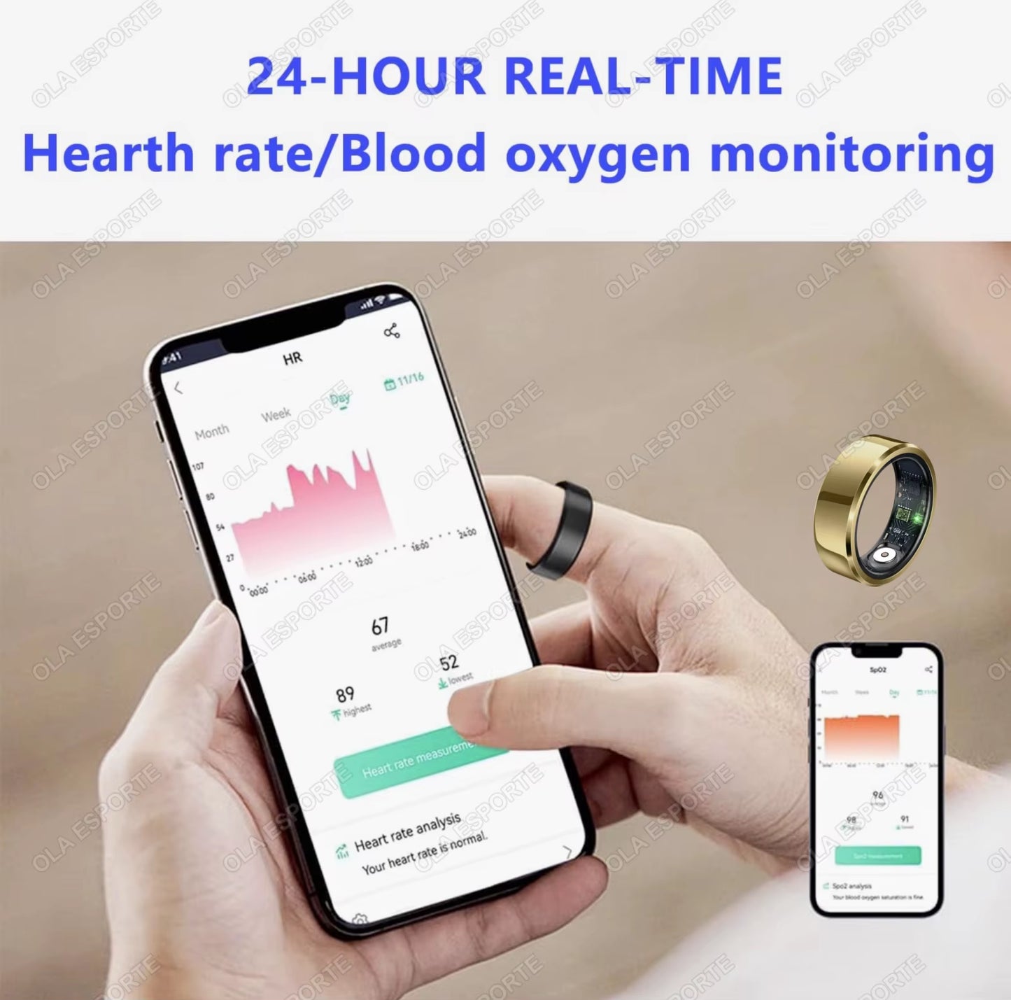 2025 Smart Ring Blood Pressure Heart Rate Sleep Monitoring Smartring IP68 & 5ATM Waterproof Multi-Sport Mode Smartring Man Women