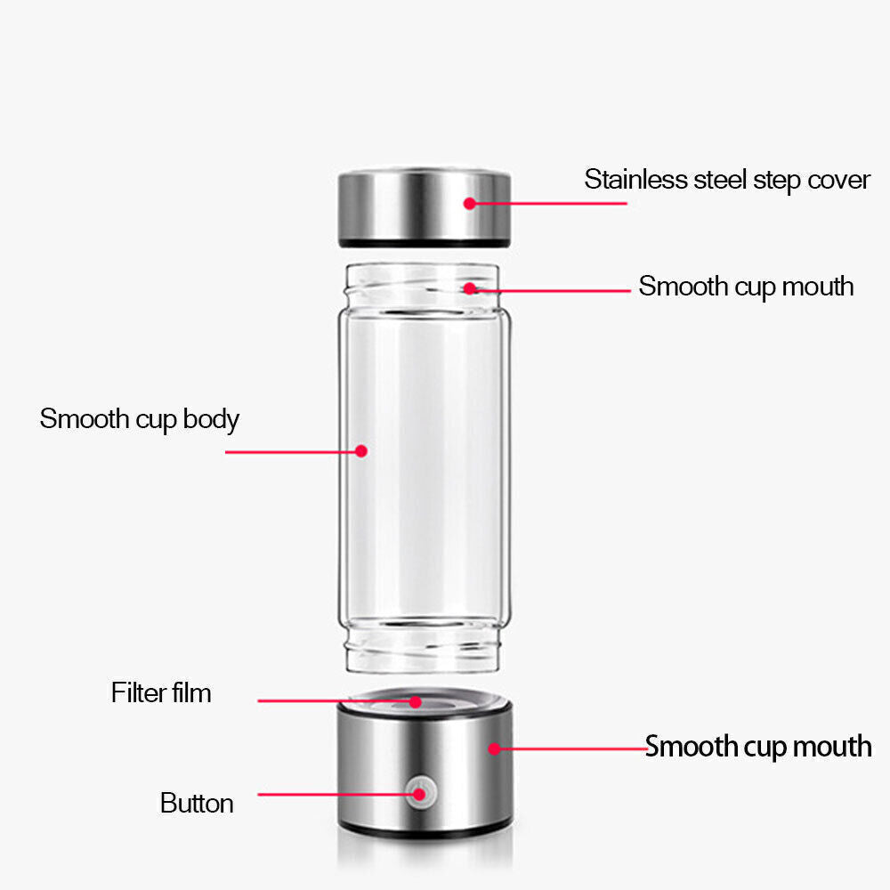 420ML Hydrogen-Rich Generator Alkaline Water Ionizer Bottle Cup Portable Maker