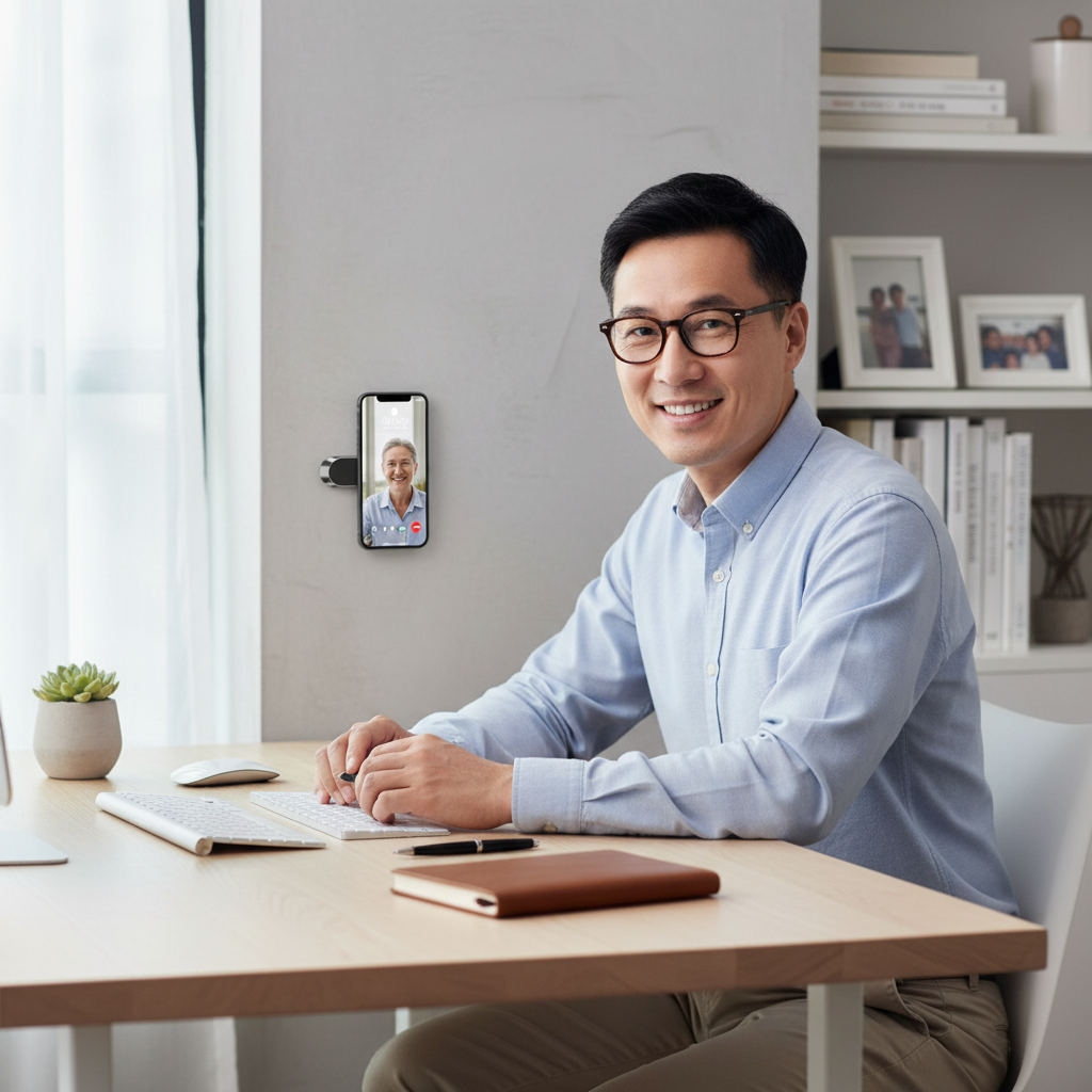 Asian Man with Wall-Mounted Strip