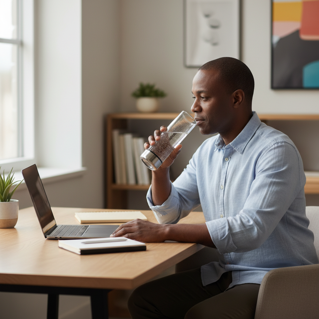 Black Man Working from Home