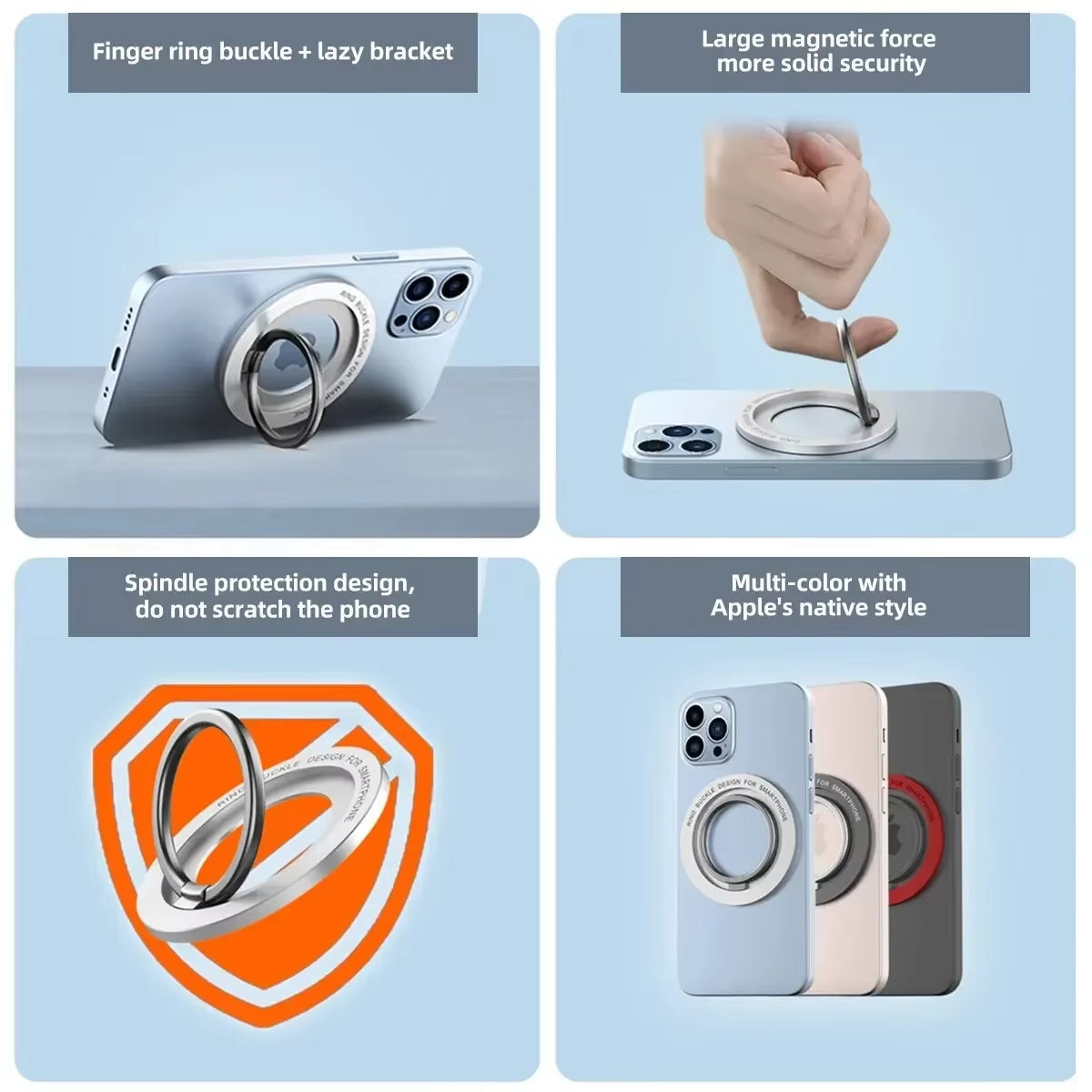 Magnetic for Magsafe Phone Holder Stand Mini Magnet Finger Ring Socket Cellphone Bracket for Iphone 16 15 14 13 12Pro/Max