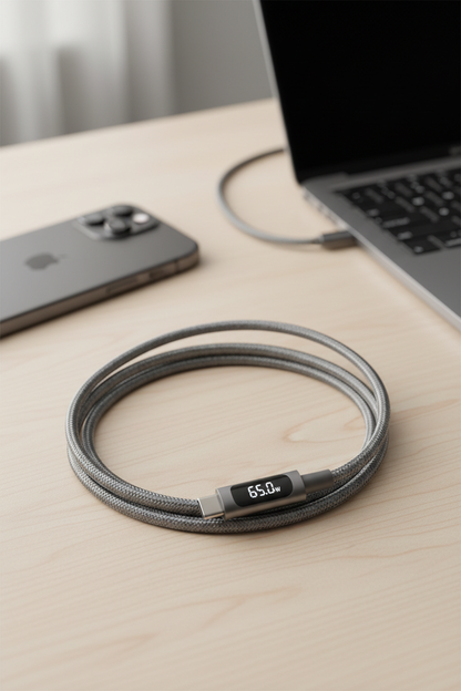 Cable on Wooden Desk