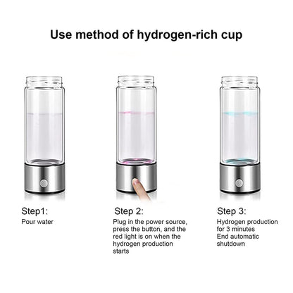 420ML Hydrogen-Rich Generator Alkaline Water Ionizer Bottle Cup Portable Maker
