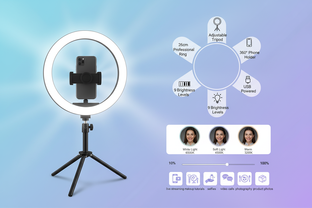 Feature Infographic - 3 Light Modes & 9 Brightness Levels