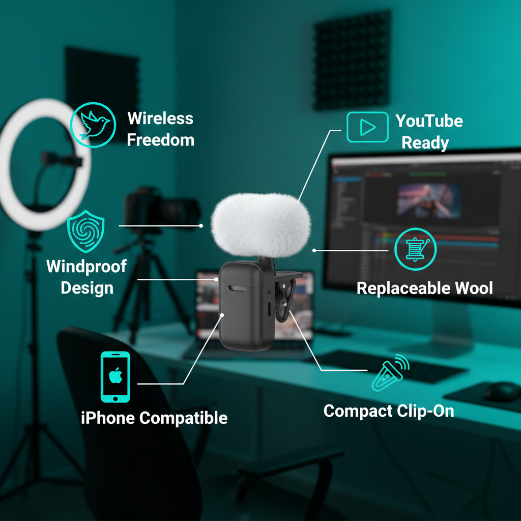 Mini Wireless Lavalier Microphone - Infographic