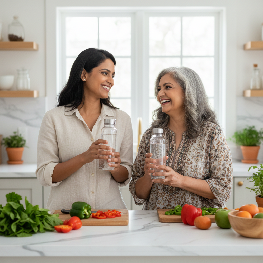 South Asian Mother and Daughter in Kitchen